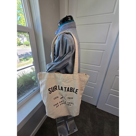 NWOT SUR LA TABLE NATURAL CANVAS TOTE BAG PASTA IN ITALY DISH TOWEL KITCHEN - Picture 2 of 12